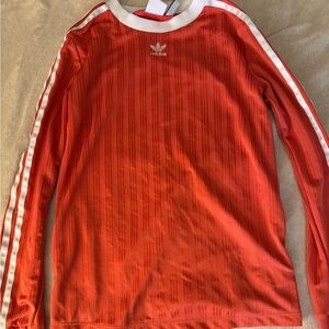 Adidas Coral Long Sleeve Top with White Accents